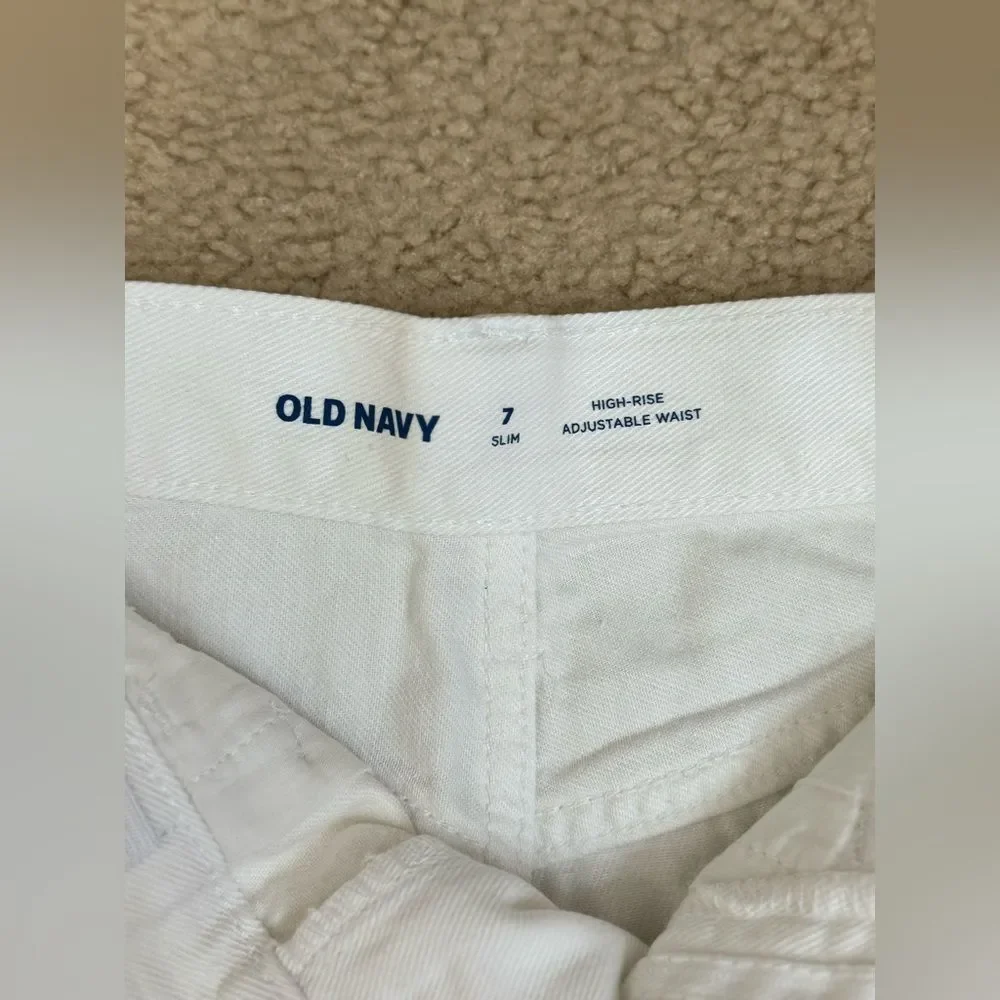 NWT Old Navy White Shorts High-Waisted Frayed-Hem Shorts for Girls Sz 7 Slim